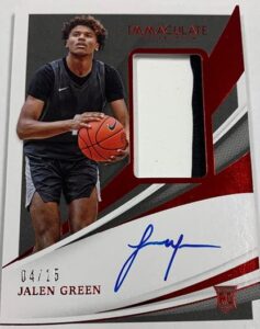 2021-22 Panini Immaculate Collection Collegiate Rookie Jalen Green Patch Auto #24