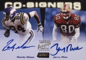 1999 Topps Stadium Club Co-Signers Randy Moss, Jerry Rice Dual Auto #CS5