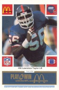 1986 McDonald's New York Giants Lawrence Taylor #56