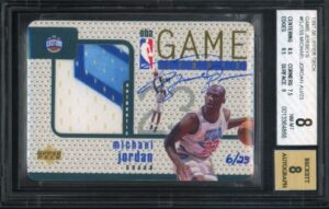 1997 Upper Deck Game Jersey Michael Jordan Autograph #GJ13S (BGS 8)
