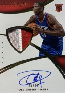 2014-15 Immaculate Collection Joel Embiid Auto Patch #104