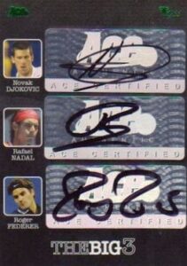 2012 Ace Authentic Grand Slam 3 The Big Three Autographs Novak Djokovic, Rafael Nadal, Roger Federer Auto