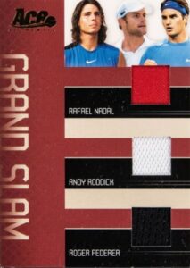 2006 Ace Authentic Grand Slam Materials Rafael Nadal, Andy Roddick, Roger Federer Patch #GS-2