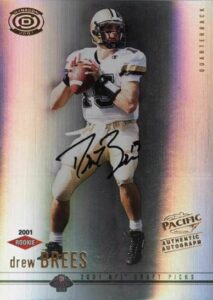 2001 Pacific Dynagon Drew Brees Rookie Card Auto #102