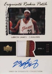 2003-04 Upper Deck Exquisite Rookie Patch Autograph Gold LeBron James Rookie Sports Card #78