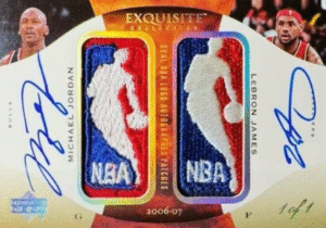 2006-07 Upper Deck Exquisite Dual Logoman Autograph Michael Jordan & LeBron James #ADL-JJ