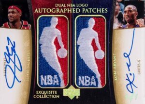 2004-05 Upper Deck Exquisite Collection Dual NBA Logoman Autograph LeBron James Kobe Bryant #LJ-KB