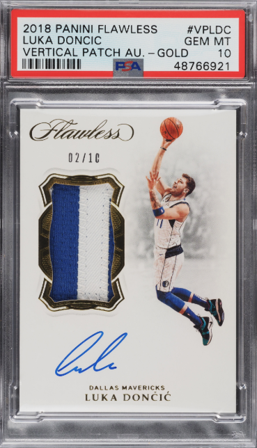 2018-19 Panini Flawless Vertical Rookie Patch Autograph Gold Luka Doncic #25