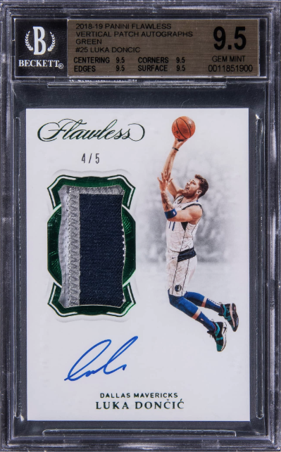 2018-19 Panini Flawless Vertical Rookie Patch Autograph Green Luka Doncic #25