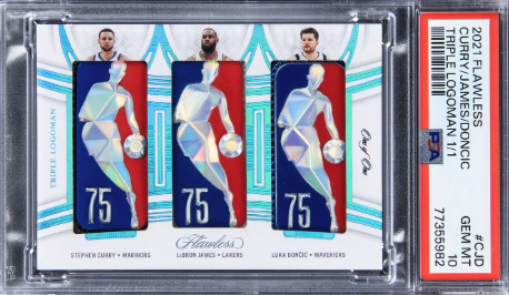 2021-22 Panini Flawless Triple Logoman Patch LeBron James/Stephen Curry/Luka Doncic #2