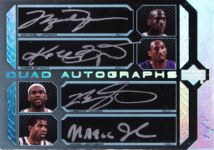 2007-08 Upper Deck Black Autograph Quad White Michael Jordan / Kobe Bryant / LeBron James / Magic Johnson