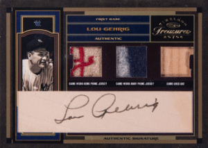 2004 Donruss Timeless Treasures Home Away Gamers Combos Signature Prime Lou Gehrig #19