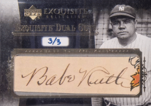 2006 Upper Deck Exquisite Collection Dual Cuts Babe Ruth / Lou Gehrig #1