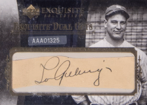 2006 Upper Deck Exquisite Collection Dual Cuts Babe Ruth / Lou Gehrig #1