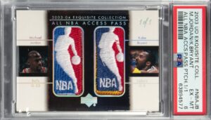 4. 2003-04 Upper Deck Exquisite Collection Rookie Patch Autograph Gold LeBron James #78 (PSA 9 / Auto 10)
