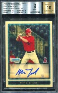 2009 Bowman Chrome Draft Picks Prospects Superfractor Autograph Mike Trout #BDPP89 - BGS 9